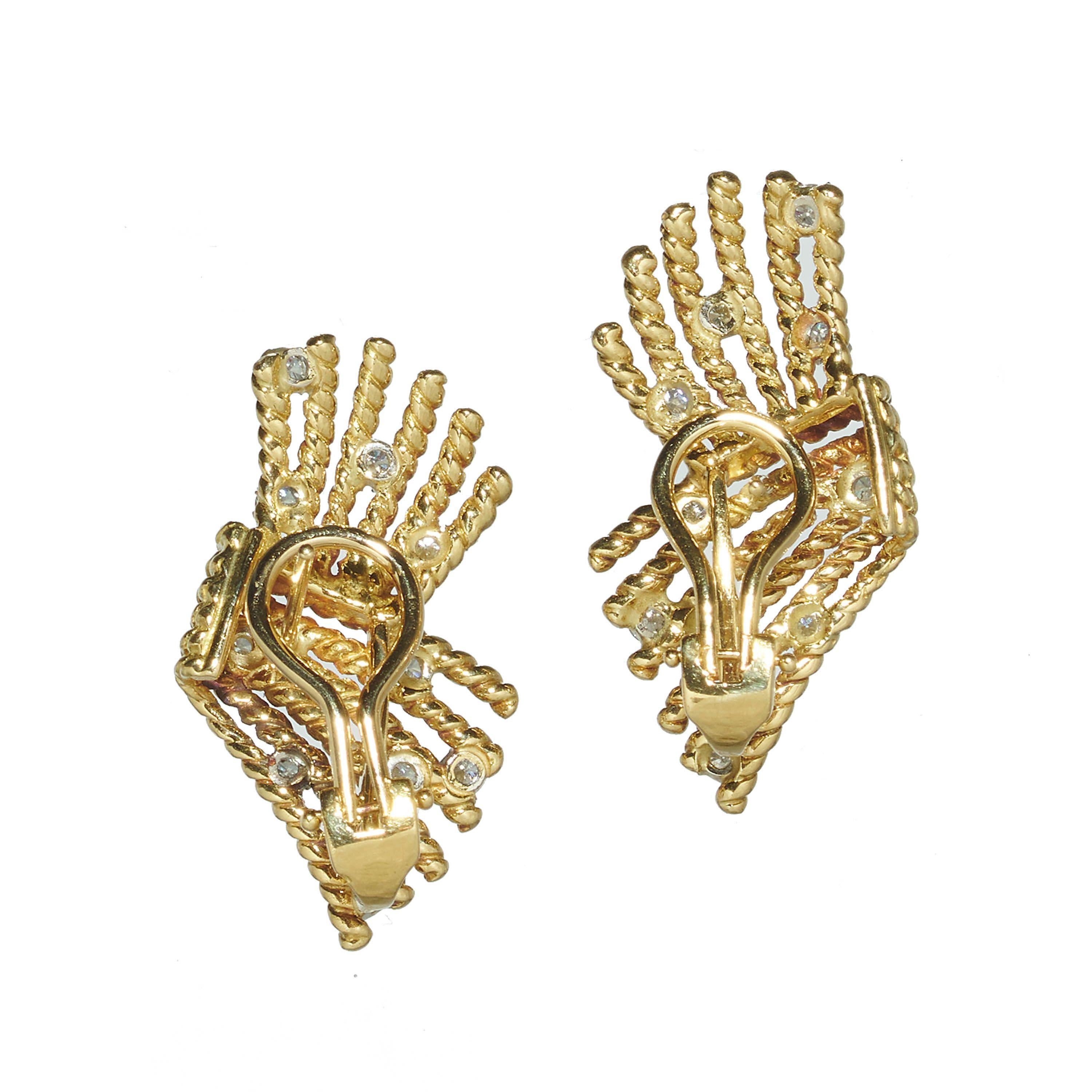 Schlumberger pour Tiffany & Co. Boucles d'oreilles « V-Rope » en diamants, vers 1980 en vente 1