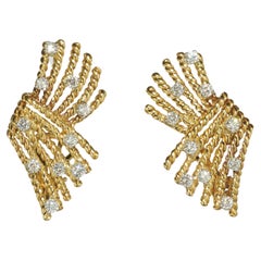 Vintage Schlumberger For Tiffany & Co. "V-Rope" Diamond Earrings, Circa 1980