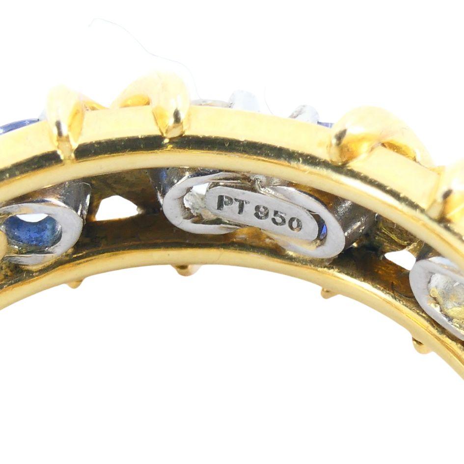 Vintage Schlumberger Tiffany & Co. 18k Gold Platinum Diamond Sapphire Ring sz 7 In Excellent Condition In Beverly Hills, CA