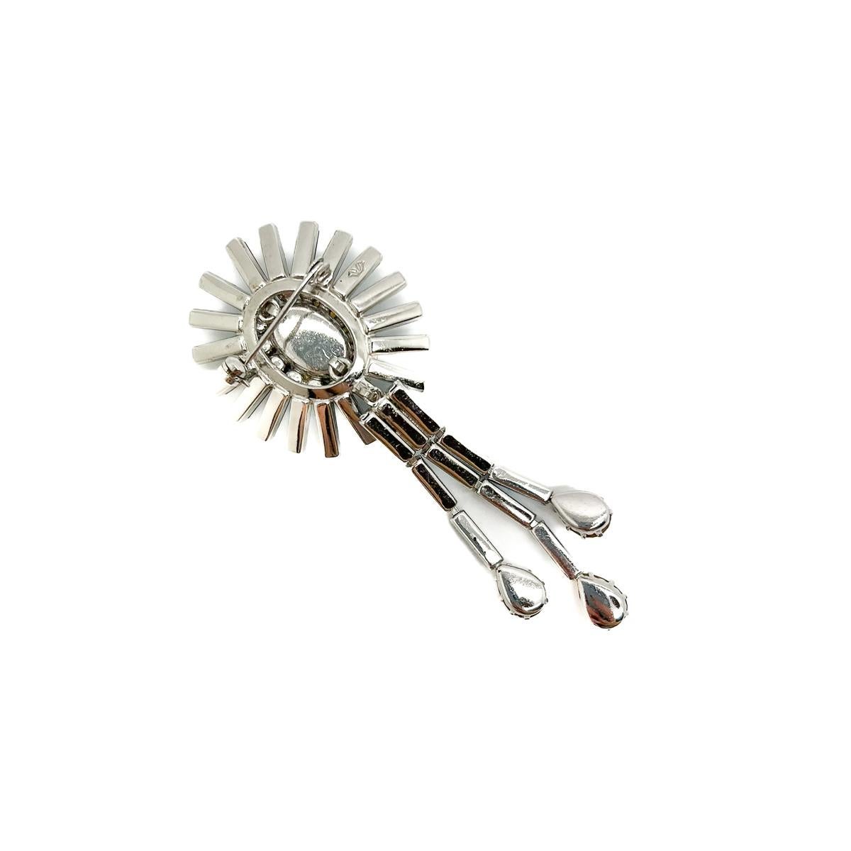 Vintage Schöffel Powder Blue Crystal Droplet Brooch 1950s For Sale 4