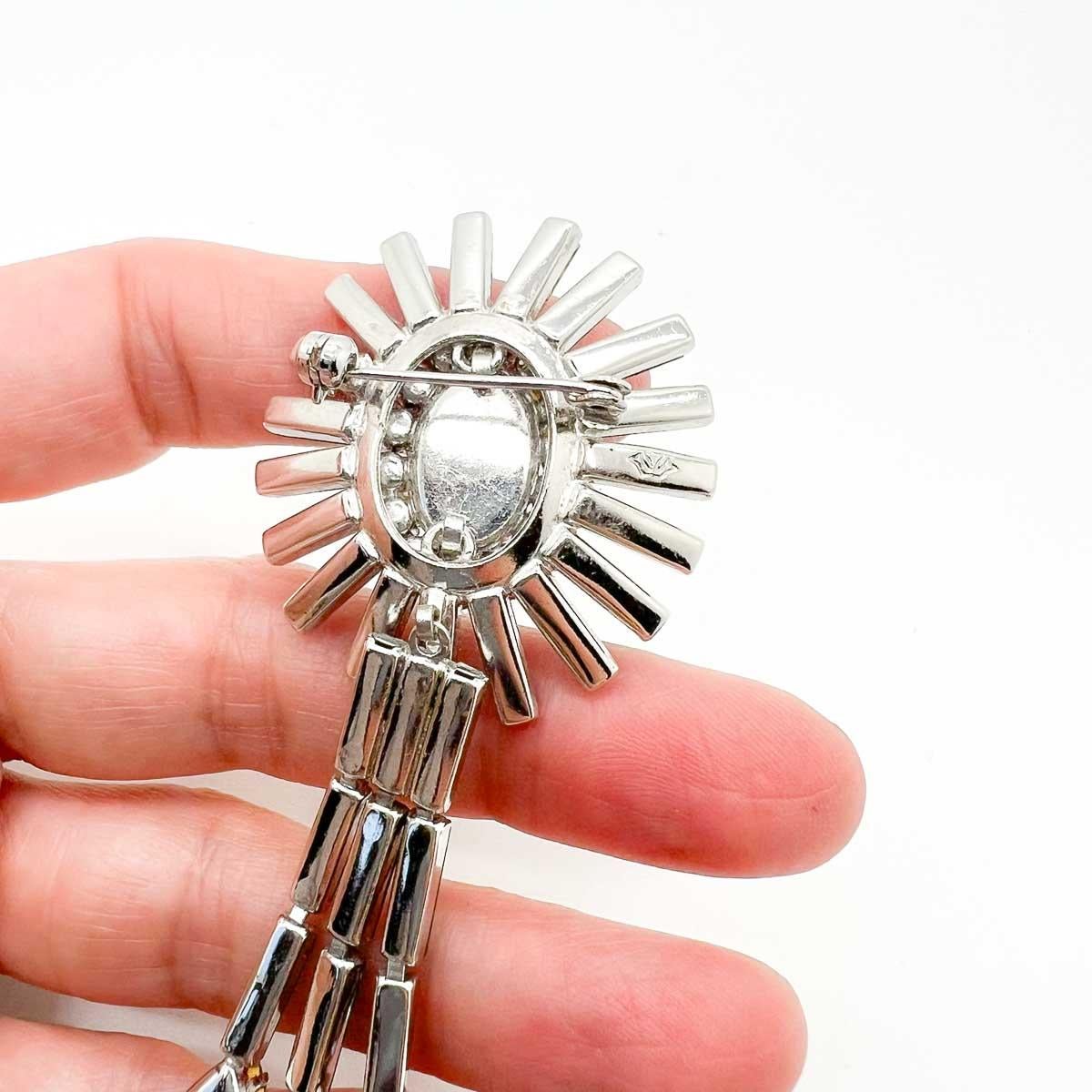 Vintage Schöffel Powder Blue Crystal Droplet Brooch 1950s For Sale 5