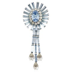 Vintage Schöffel Powder Blue Crystal Droplet Brooch 1950s