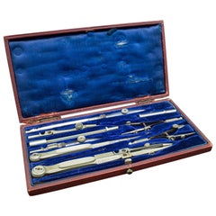 Gelehrten- Instrument-Set, englisch, Nickelstahl, Zeichner-Werkzeugetui