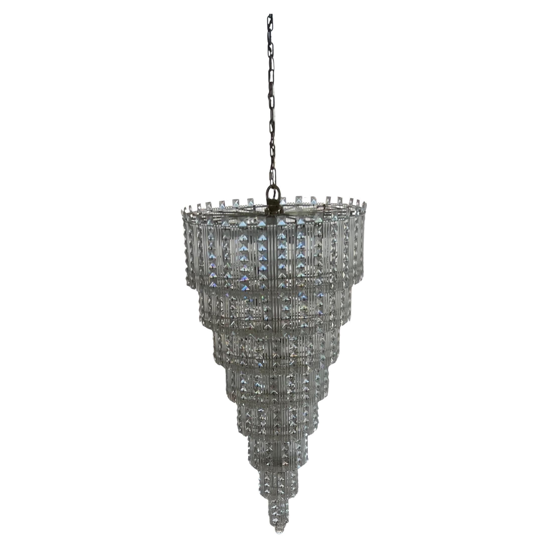 Vintage Schonbek Quattro 49 Light 8 Tier Swarovski Crystal Chandelier 7836G For Sale