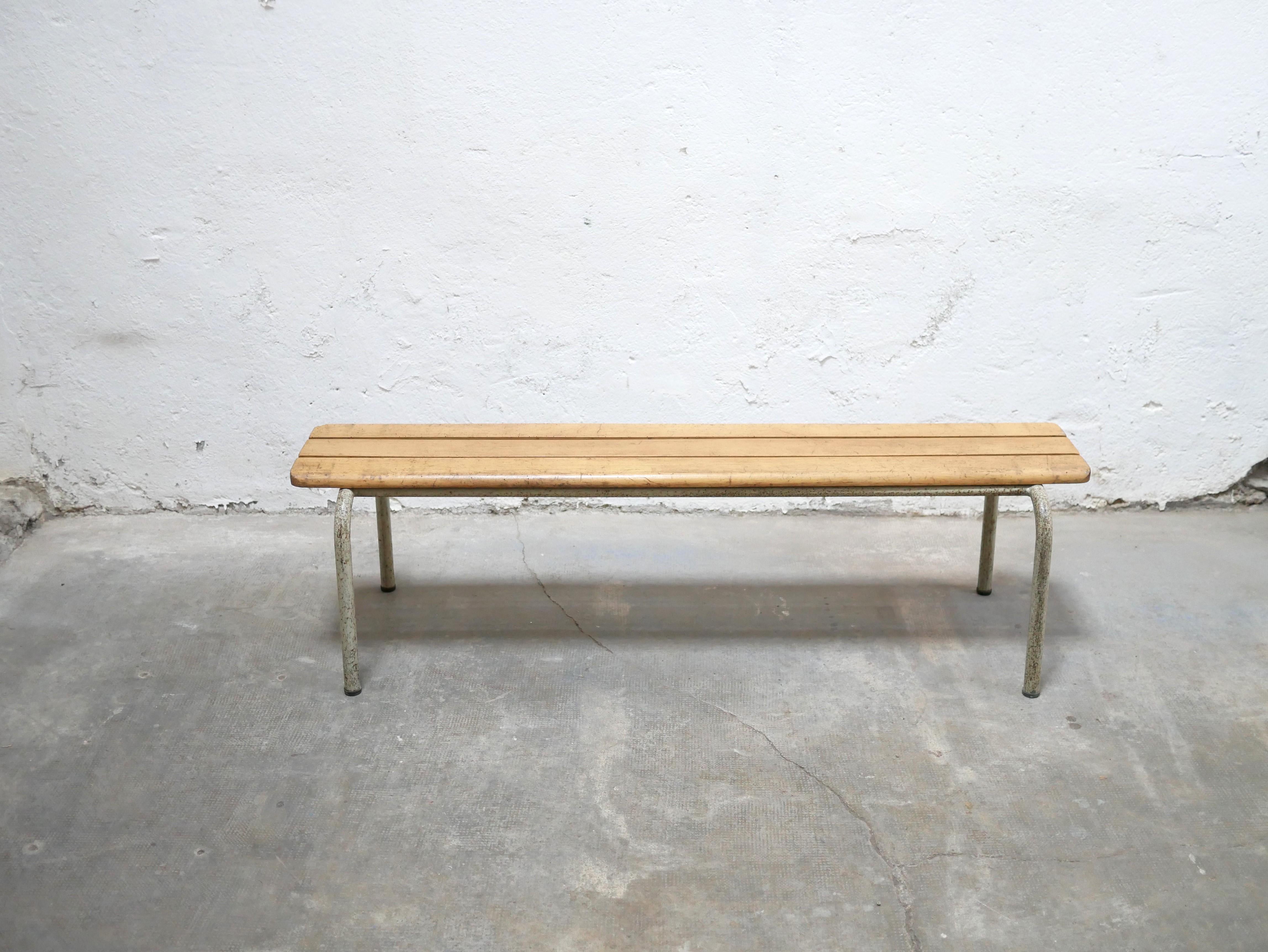 20th Century Vintage school bench in wood and metal