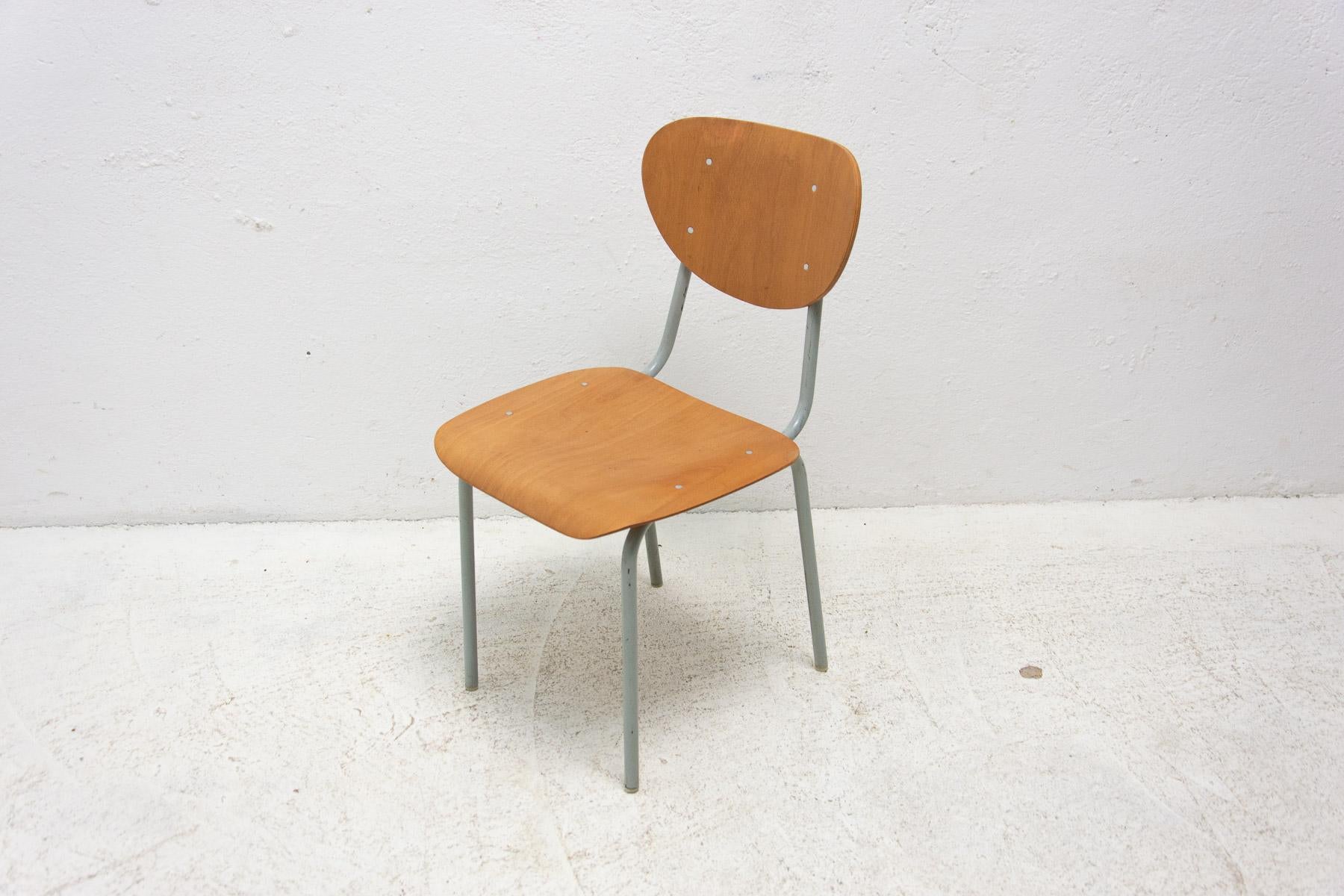 Vintage School Chairs, Czechoslovakia, 1970s, Set of 5 4