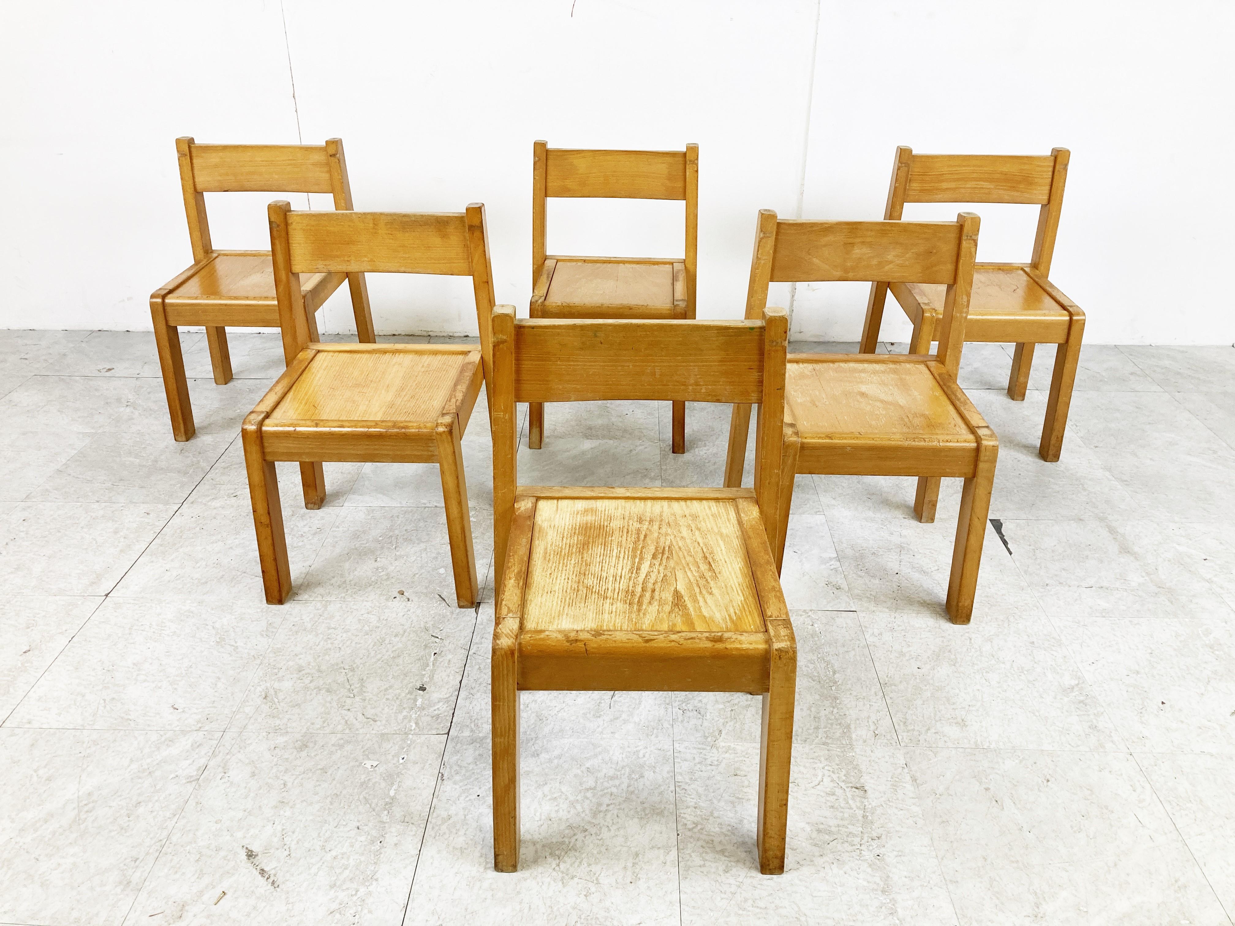 old wood school chairs