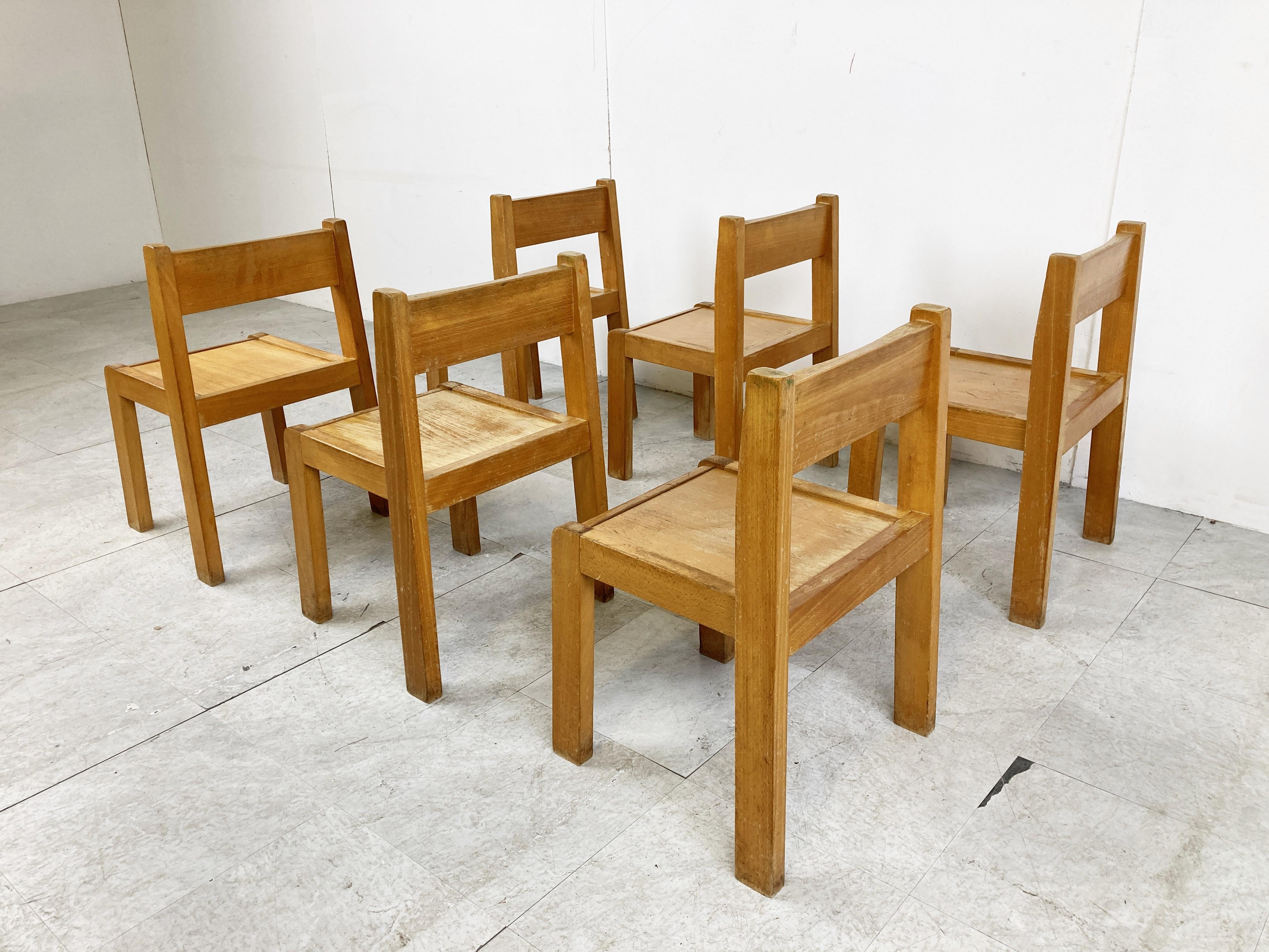 Wood Vintage School Chairs for Children, 1960s