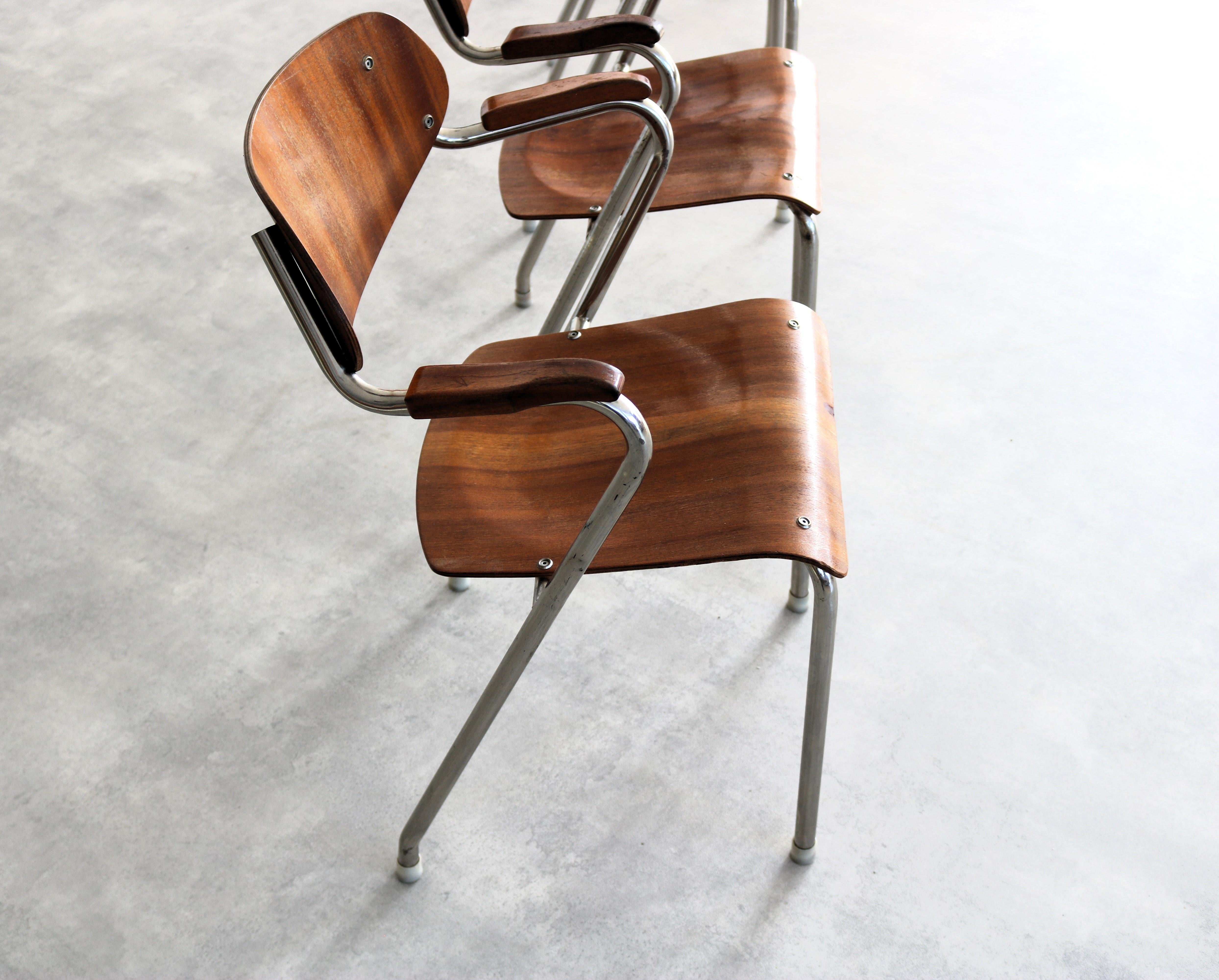Chrome vintage school chairs  stacking chairs  chairs  Sweden For Sale