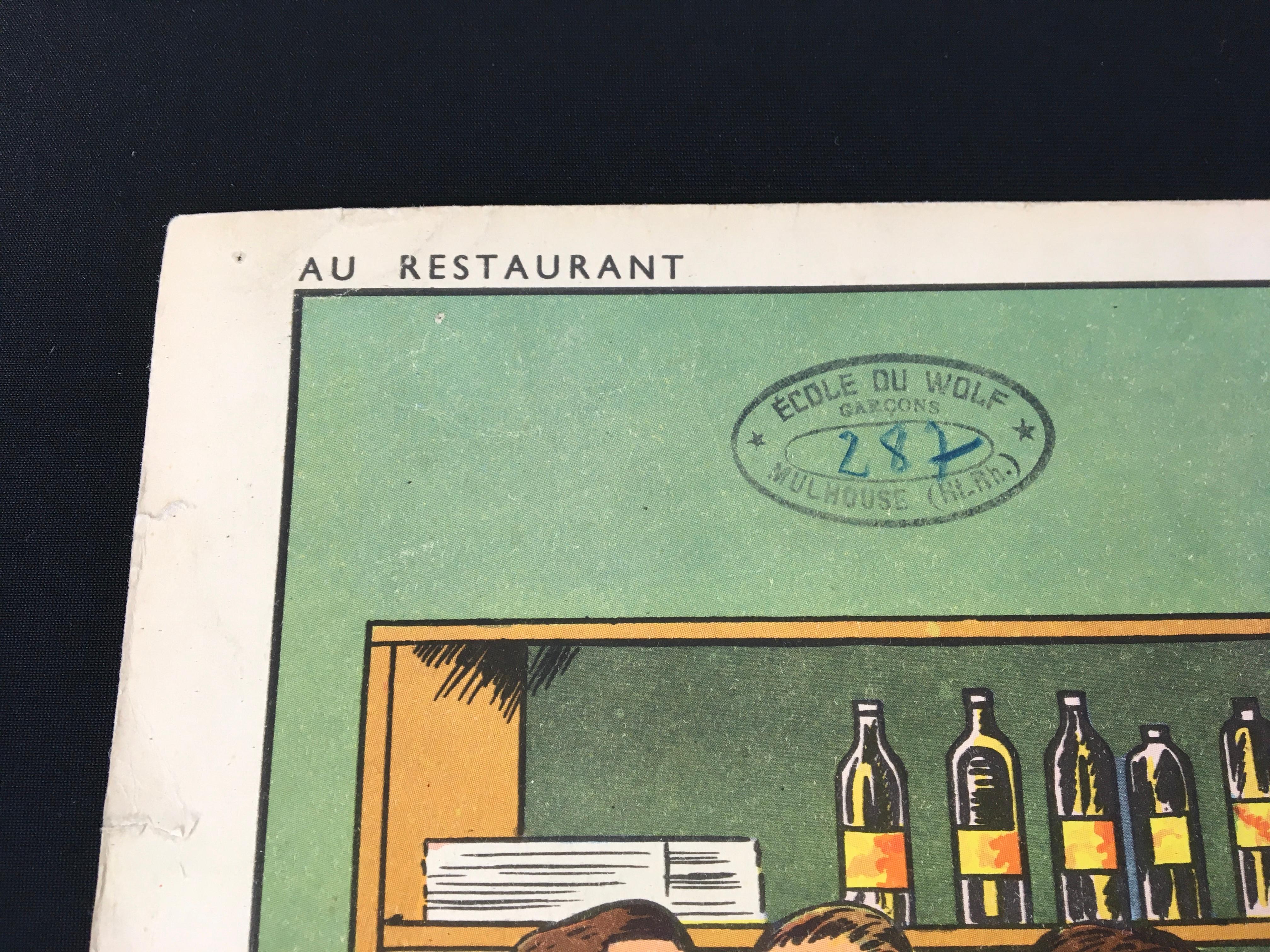 Vintage School Chart,  at the Restaurant, by Rossignol  For Sale 4