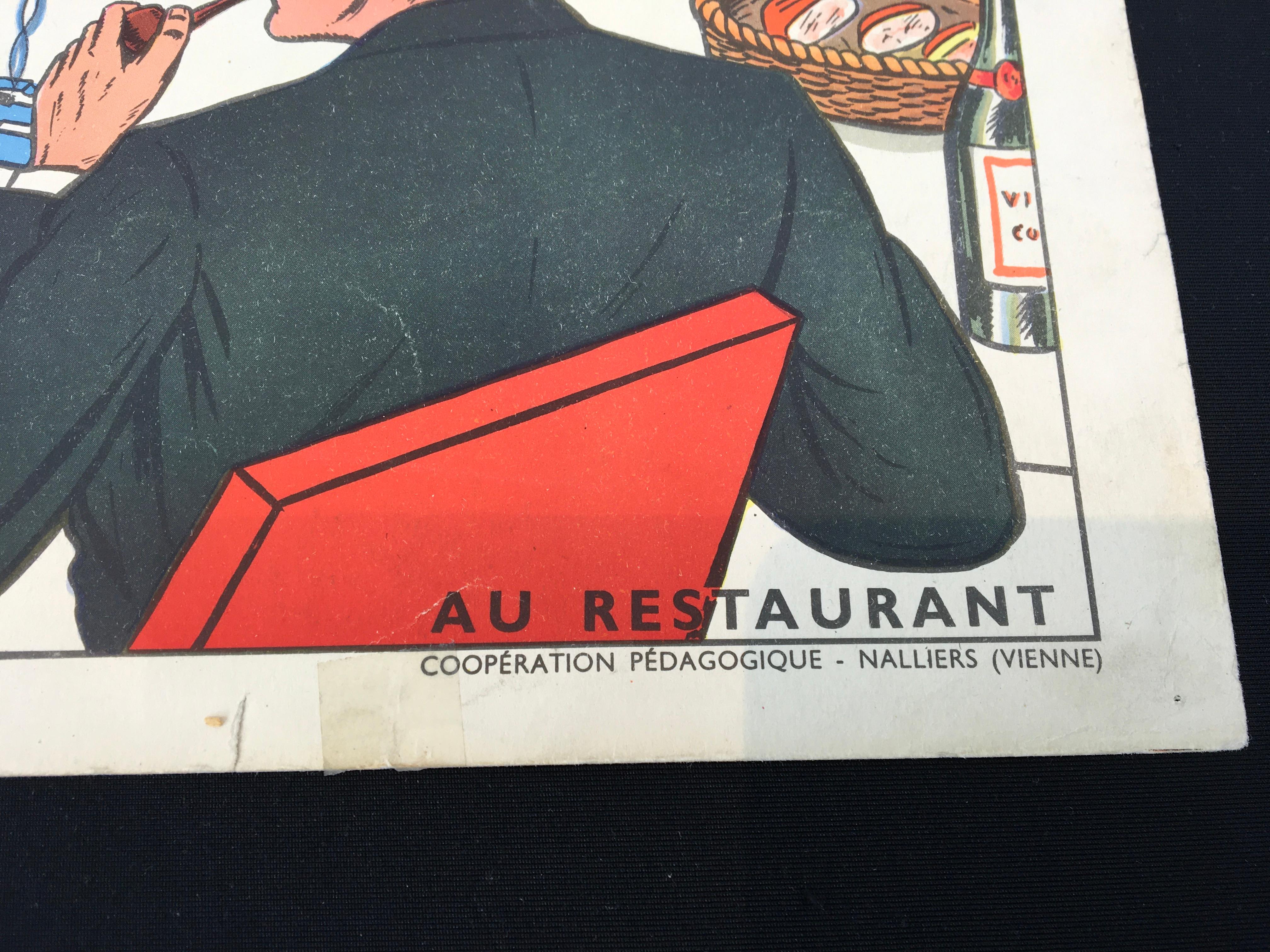 Vintage School Chart,  at the Restaurant, by Rossignol  For Sale 7