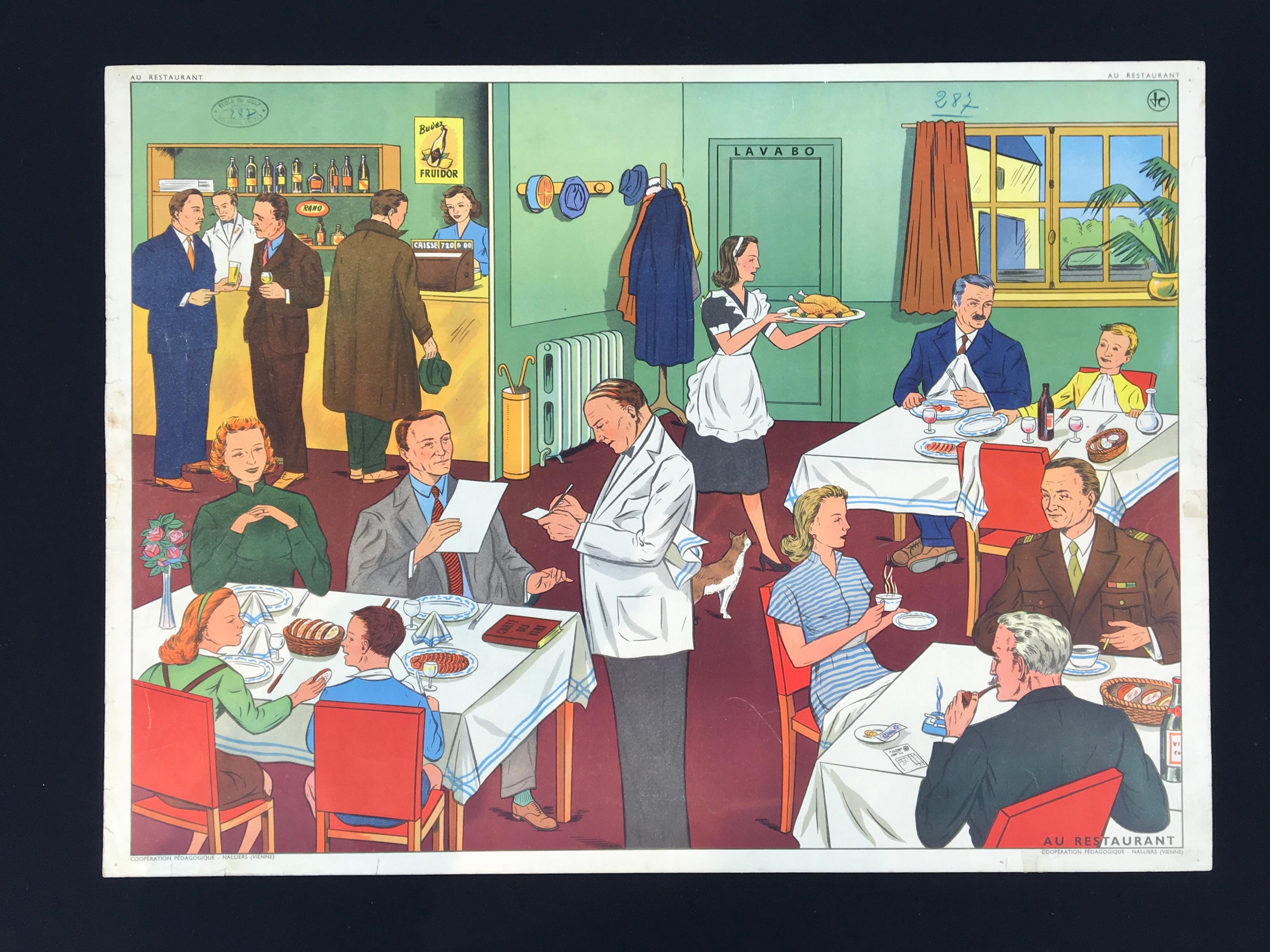Vintage School Chart,  at the Restaurant, by Rossignol  For Sale 12
