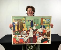 Vintage School Chart,  at the Restaurant, by Rossignol