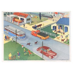 Used School Chart Traffic Scene by Rossignol, France 