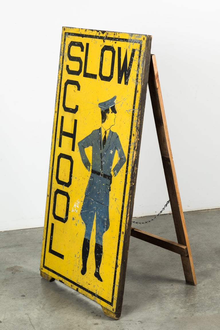 Vintage School Crossing Safety Guard Folk Art Trade Sign For Sale 2