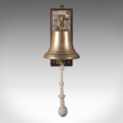Vintage School Dinner Bell, English, Brass, Playground Ringer, Mid Century