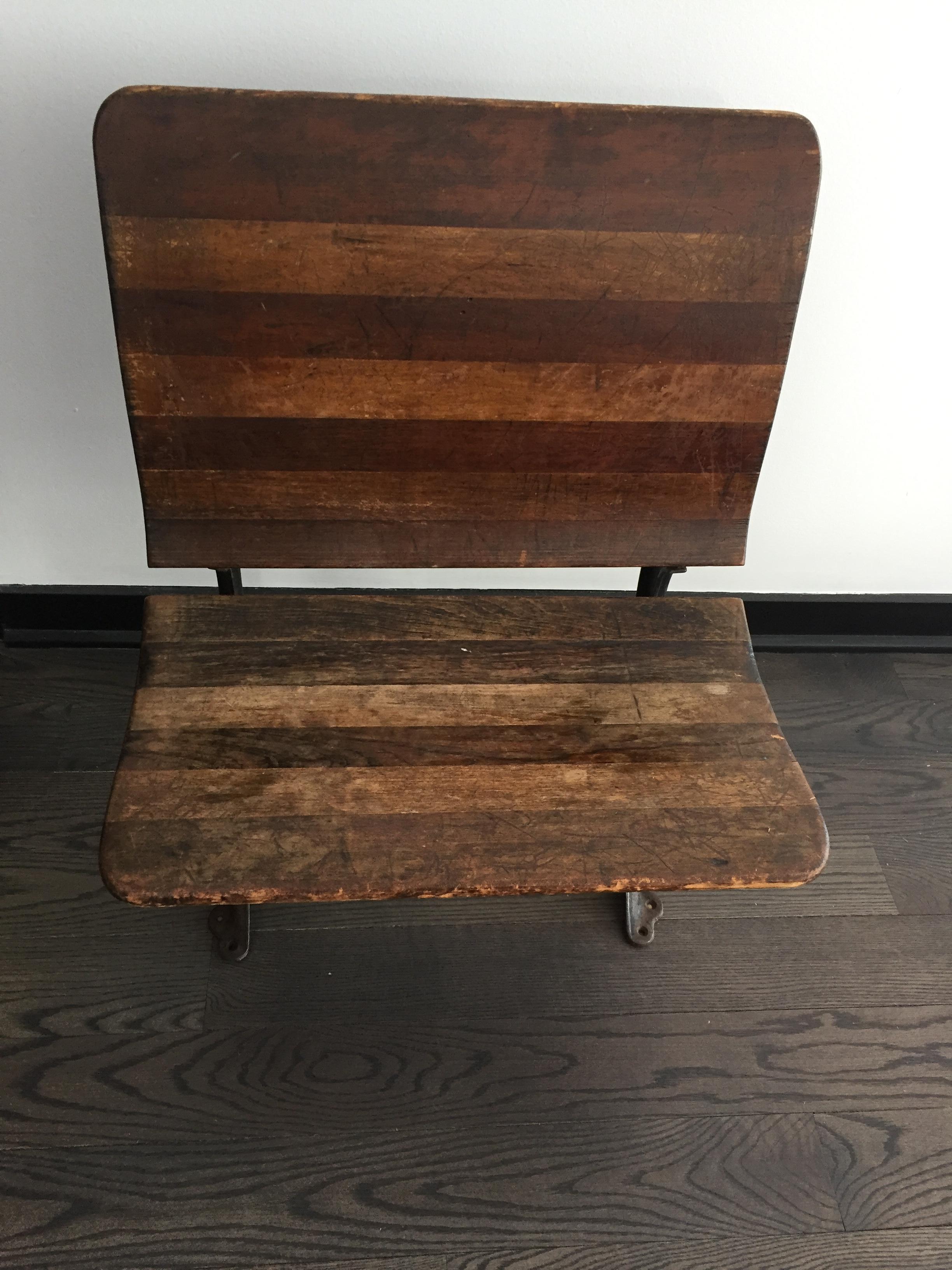 Vintage School House Desk, purchased at auction, is a rustic and charming piece.
Made of hand sewn wood and is collapsible.
  