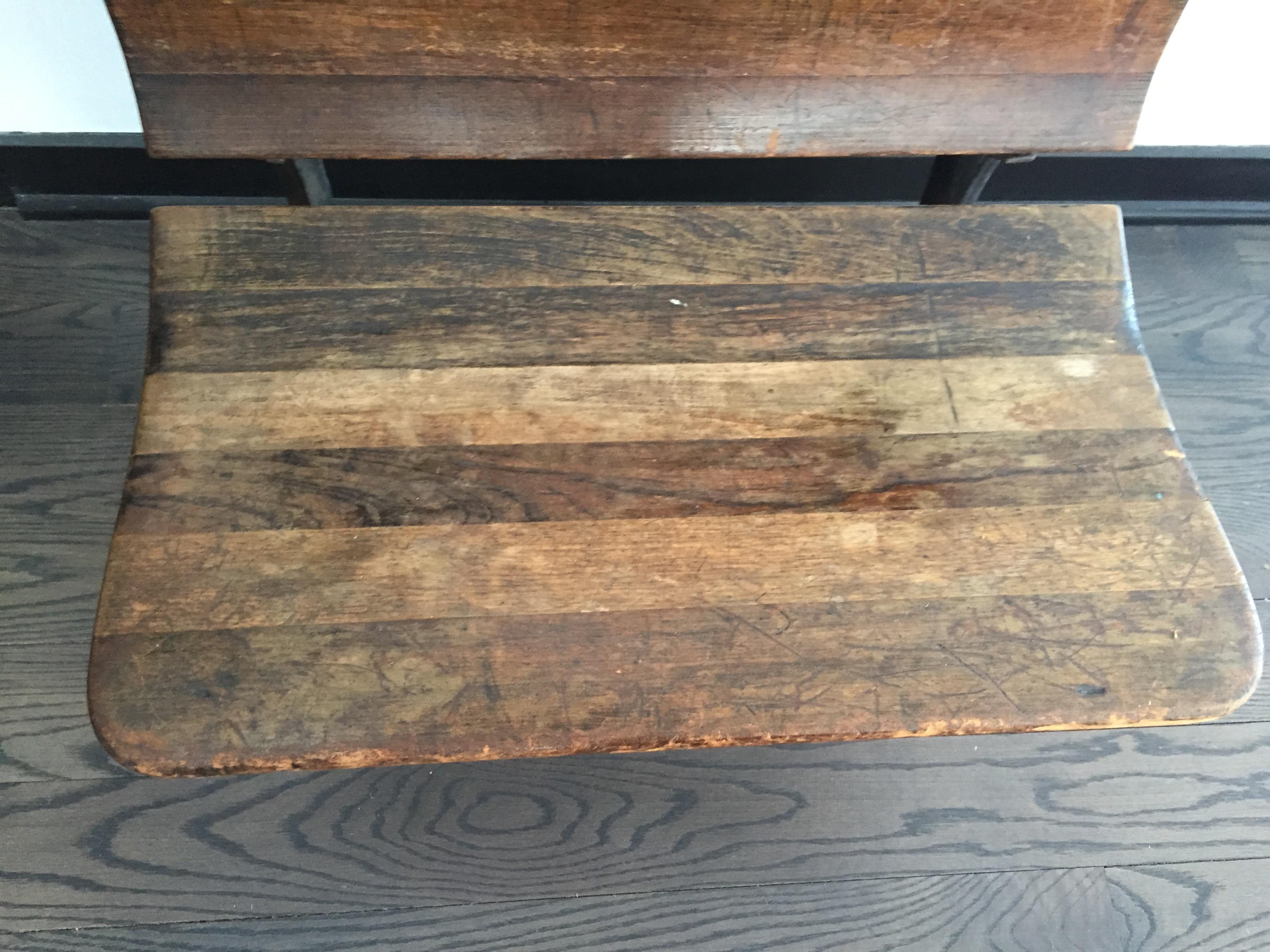 American Classical Vintage Rustic  School House Bench 