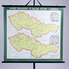 Vintage School Map of Czechoslovakia, 1960s
