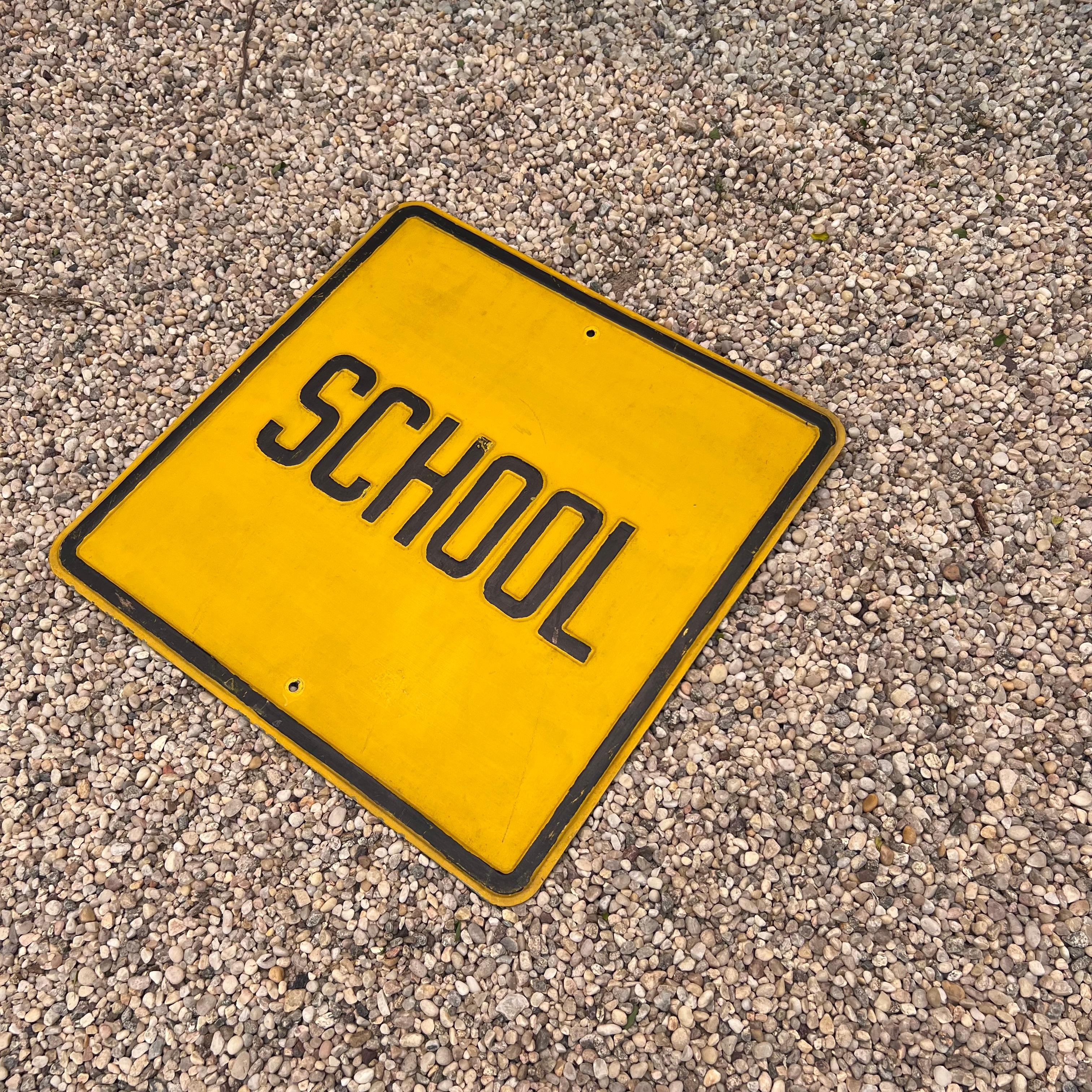  Vintage School Sign, 1960s USA In Good Condition For Sale In Los Angeles, CA