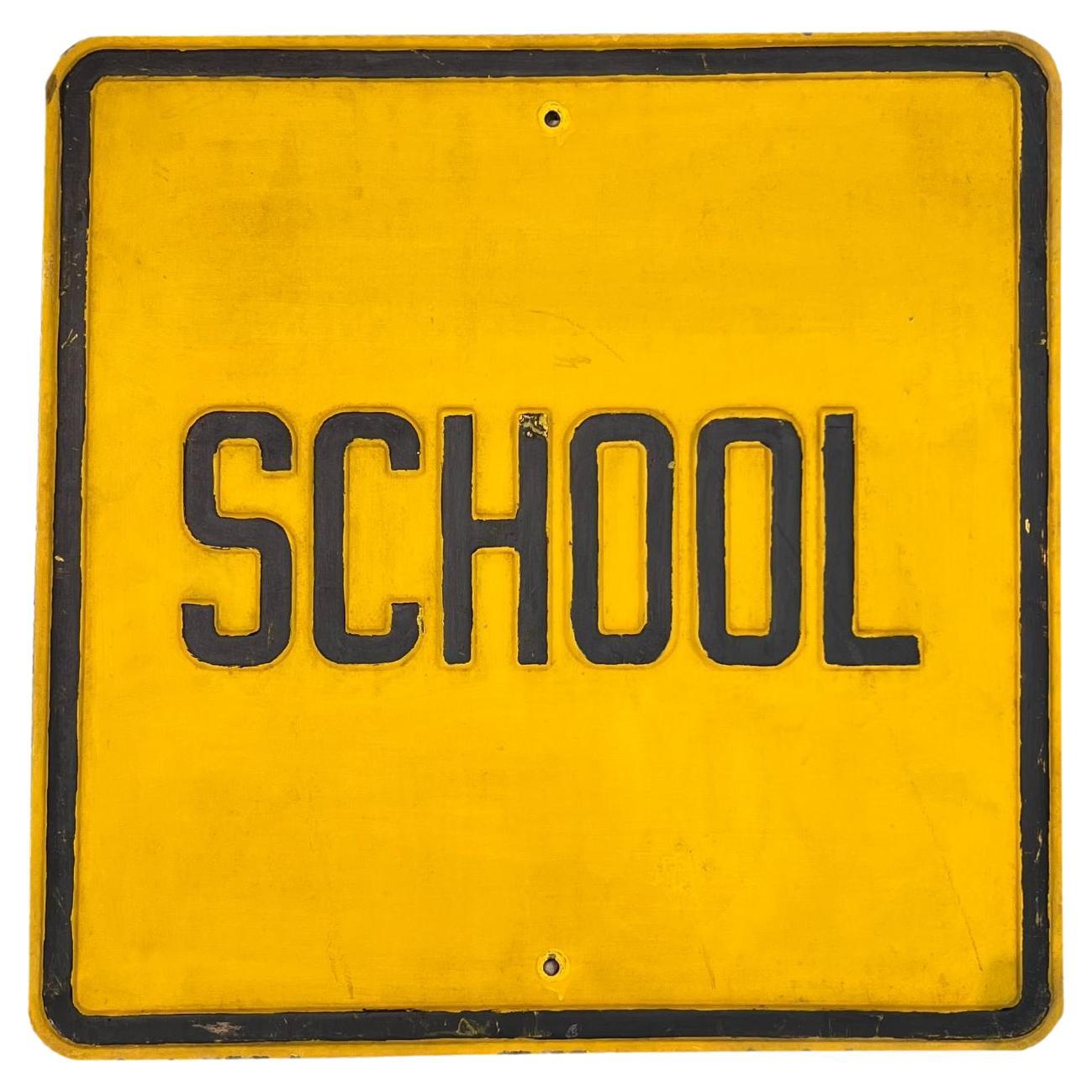  Vintage School Sign, 1960s USA For Sale