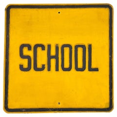  Vintage School Sign, 1960s USA