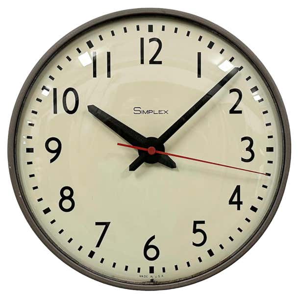Vintage School Wall Clock from Simplex , 1970s For Sale at 1stDibs