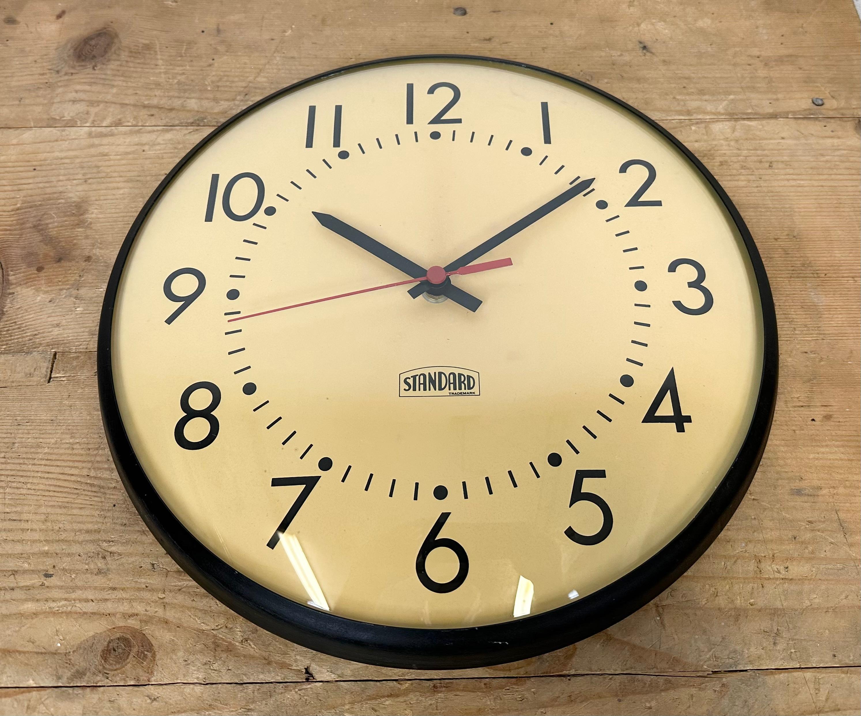 Glass Vintage School Wall Clock from Standard Electric, 1970s