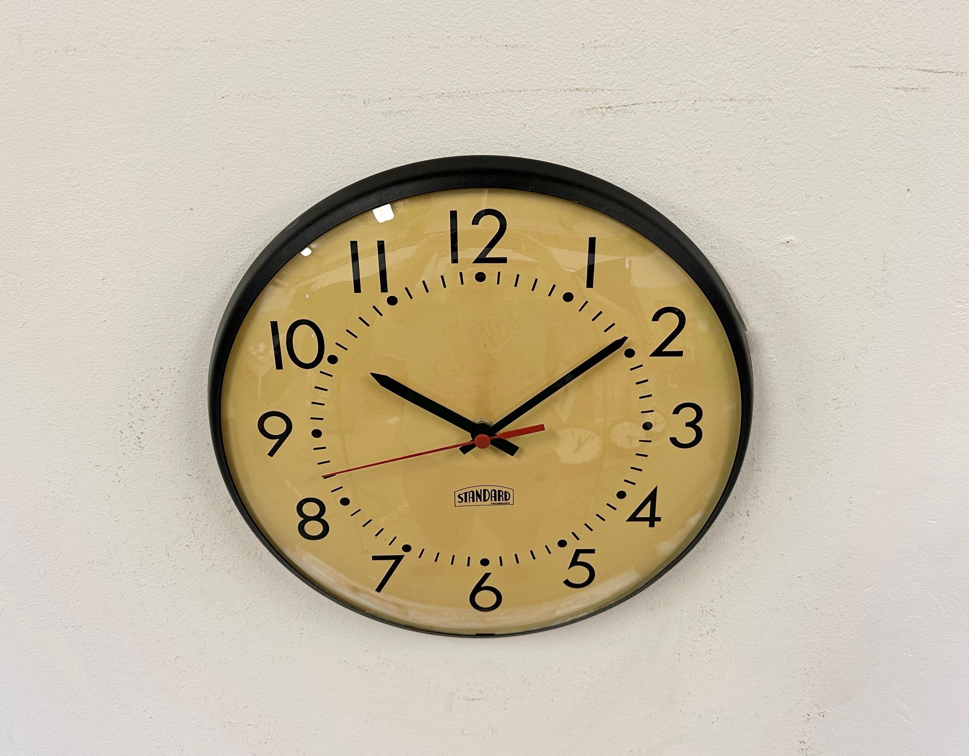 Industrial Vintage School Wall Clock from Standard Electric, 1970s