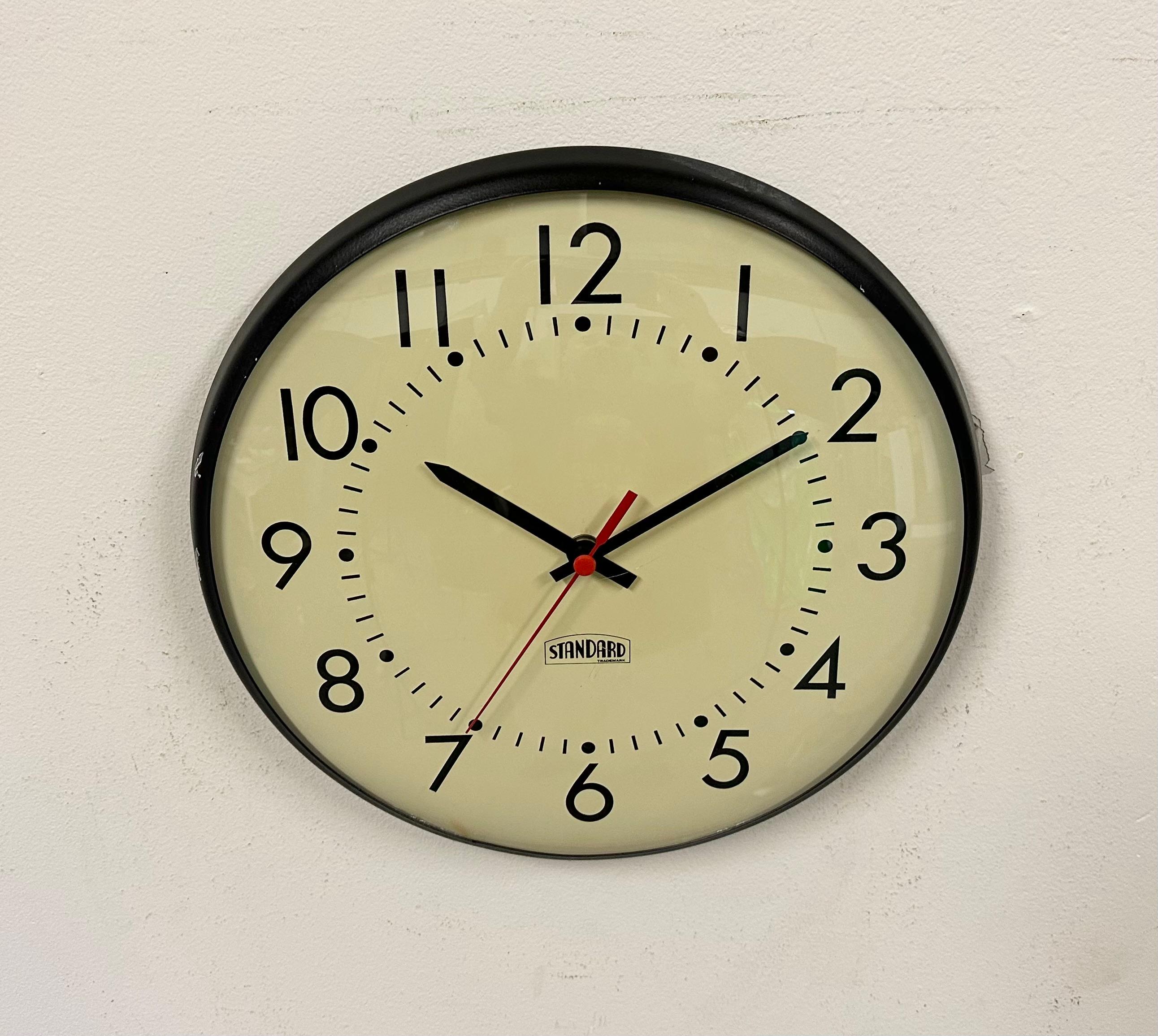 Industrial Vintage School Wall Clock from Standard Electric, 1970s
