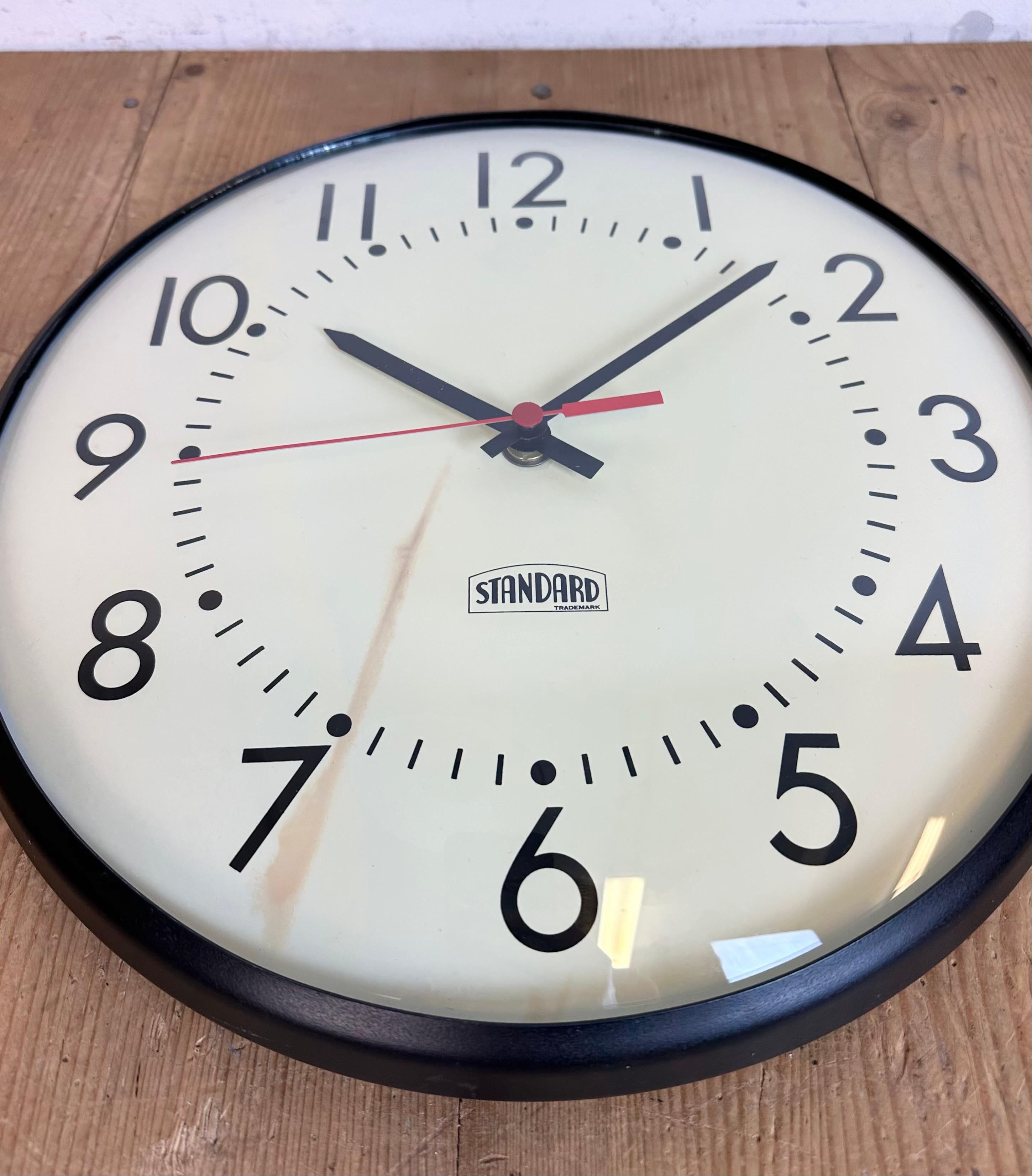 Glass Vintage School Wall Clock from Standard Electric, 1980s