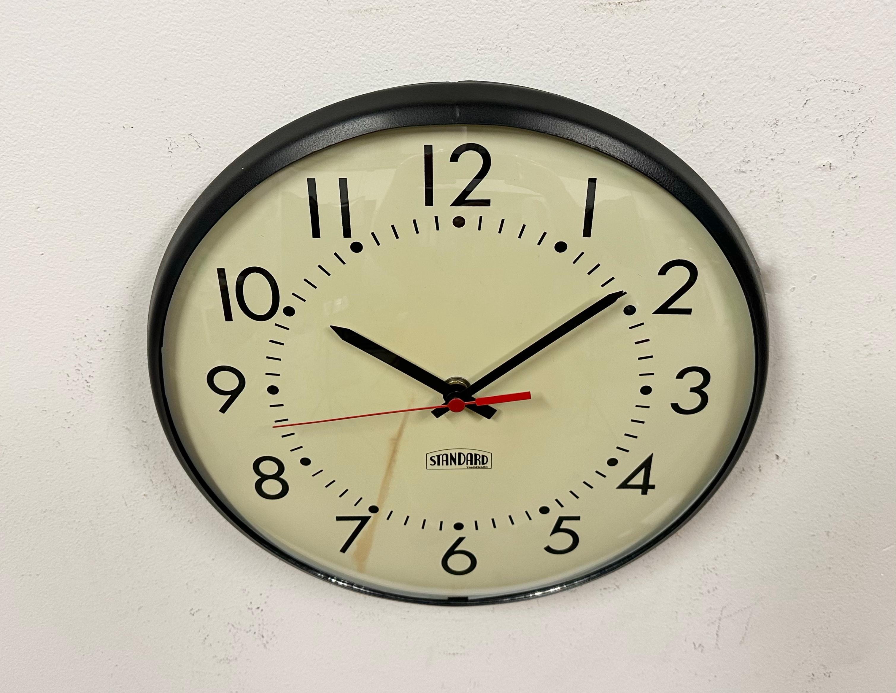 Industrial Vintage School Wall Clock from Standard Electric, 1980s