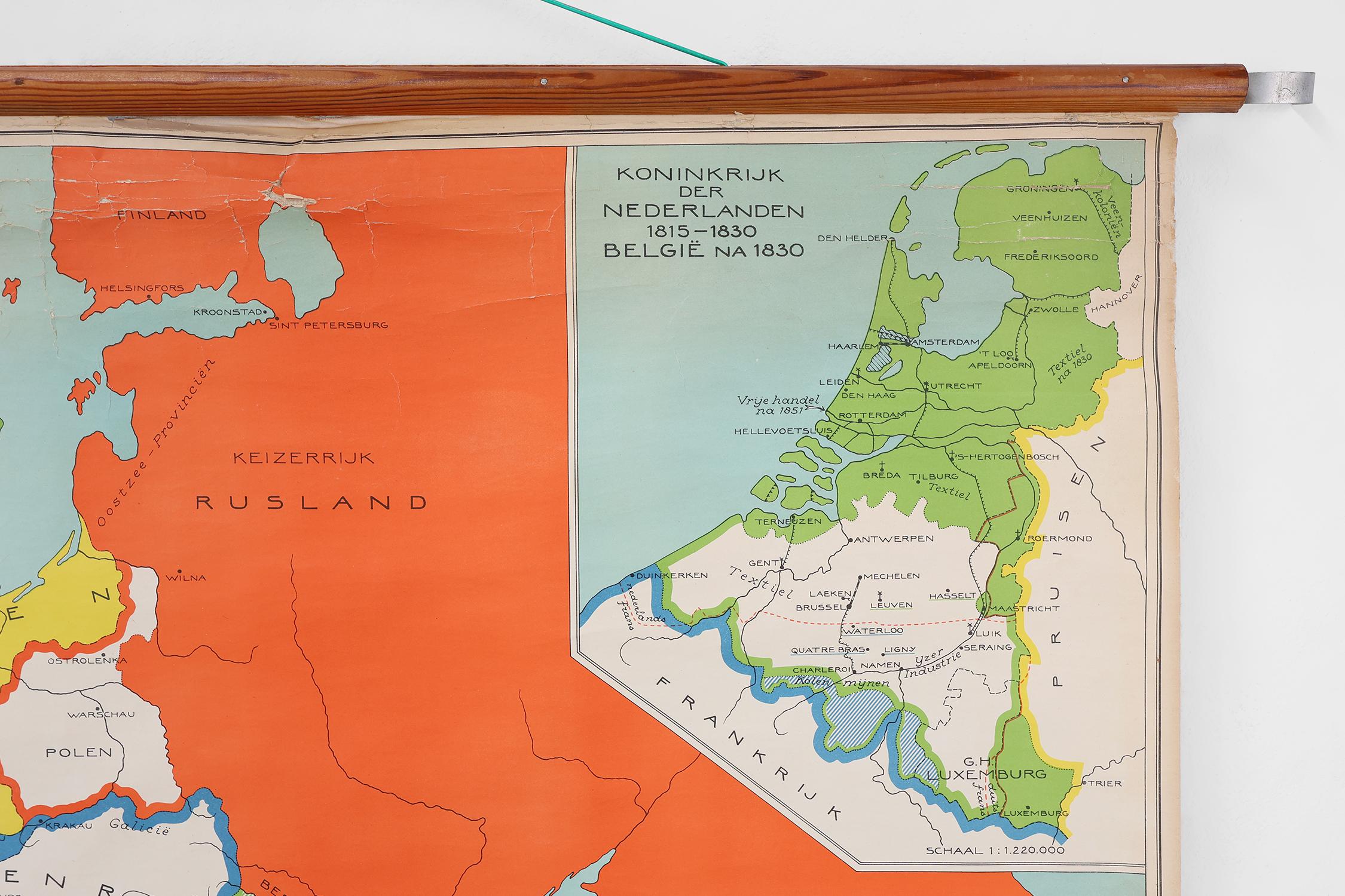 Vintage-Schule-Wandkarte Europas 1815-1871, Belgien 1950er Jahre im Angebot 1