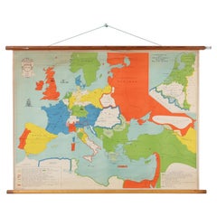 Vintage school wall map of Europe 1815-1871, Belgium 1950s