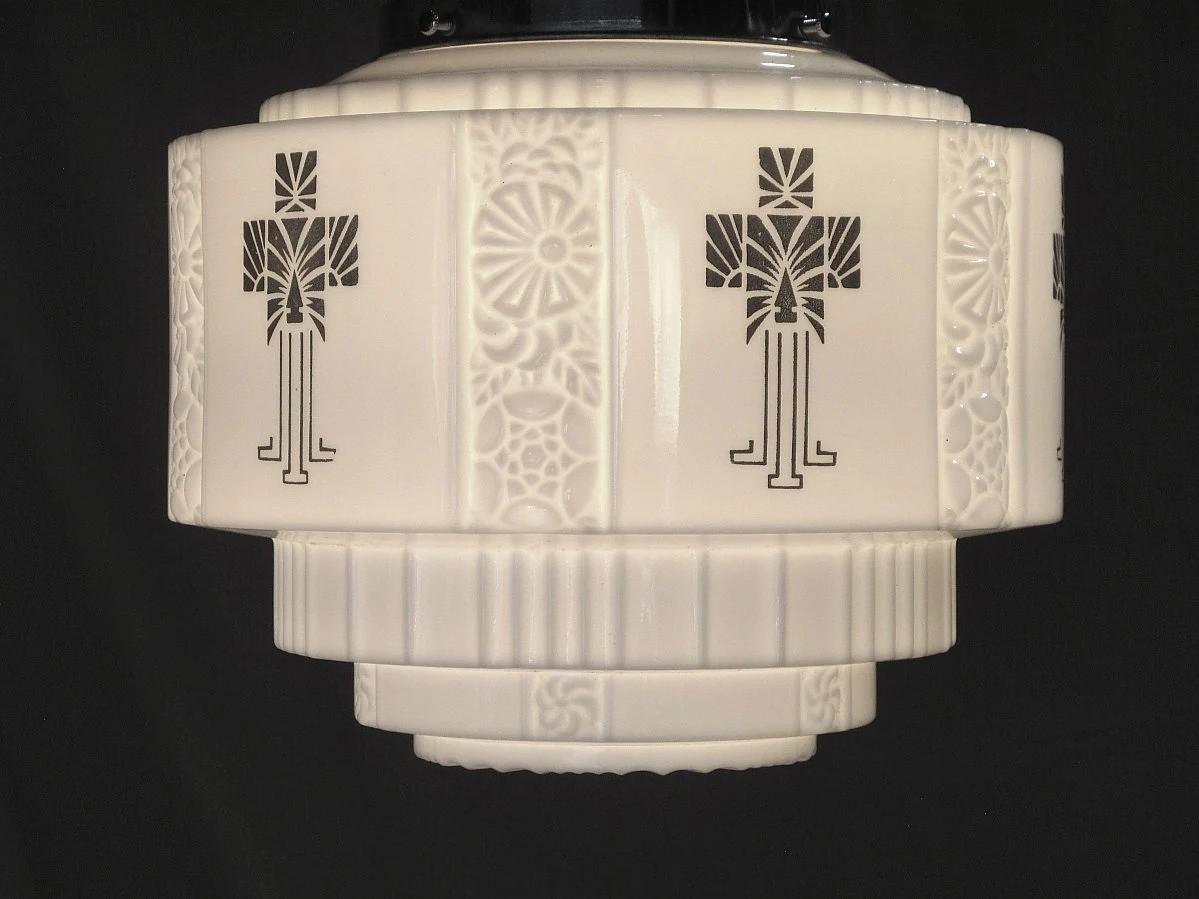 Americano Globo da soffitto in stile Schoolhouse d'epoca con design di ispirazione Deco in vendita