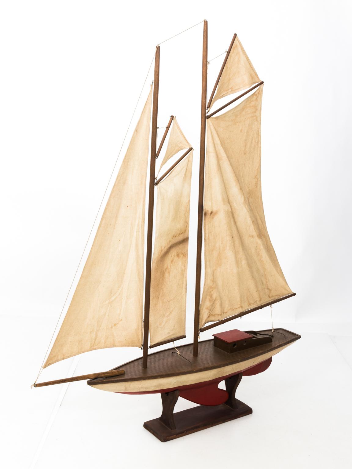 Vintage Schooner Sailboat Model, circa 1950s For Sale 3