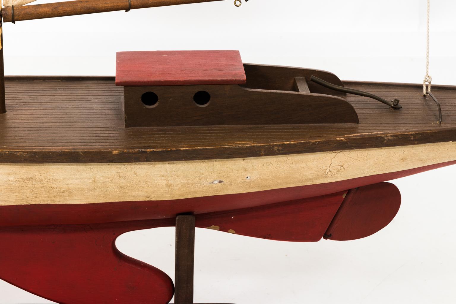 20th Century Vintage Schooner Sailboat Model, circa 1950s For Sale