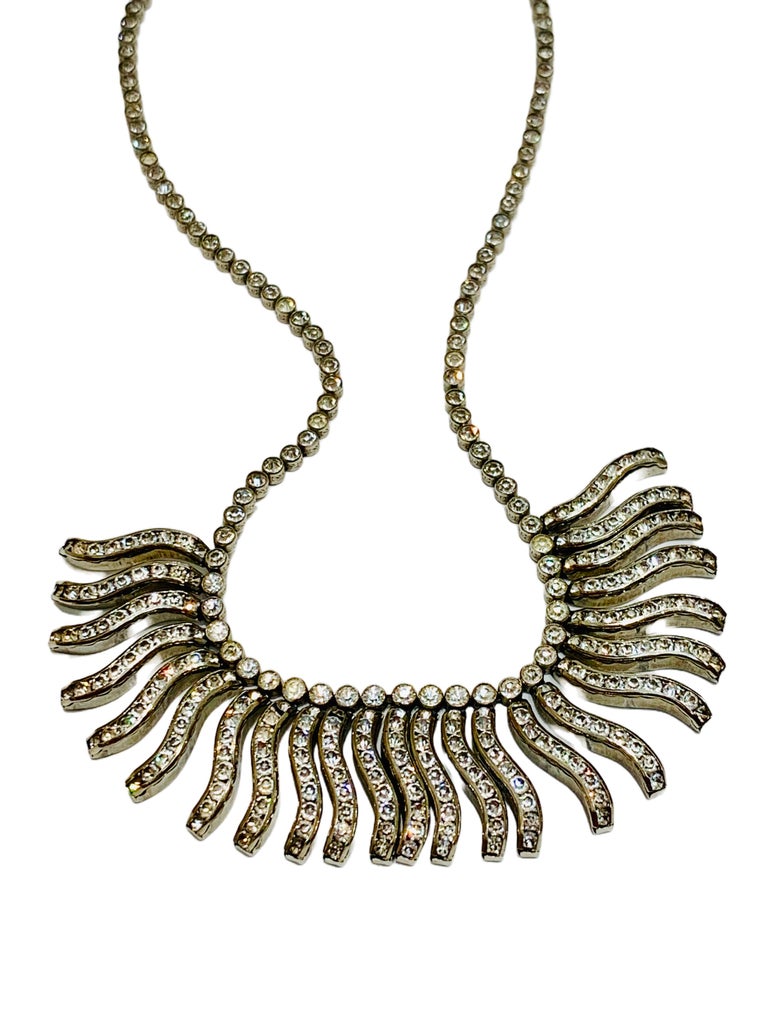 Vintage Schreiber and Hiller DRGM Germany Channel Set Rhinestone Collar