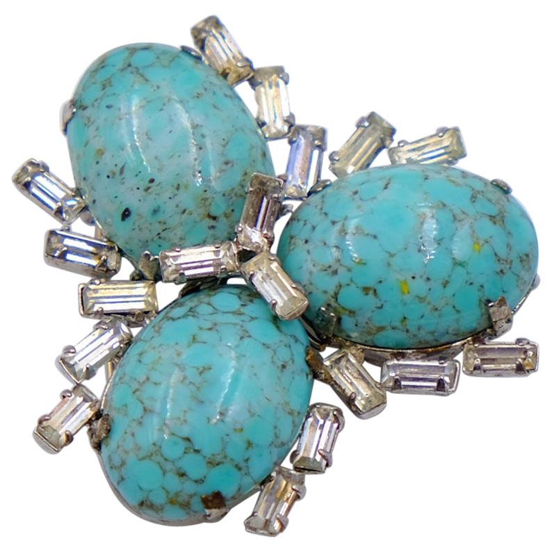 Vintage Schreiner Brooch Faux Turquoise 1950's