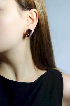 Vintage Schreiner Gold Tone Brown Crystal Earrings