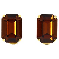 Orecchini vintage Schreiner con cristalli marroni e tonalità oro