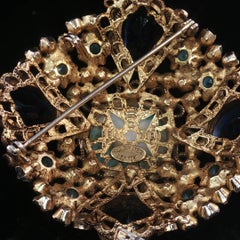 Vintage Schreiner New York Brooch Pendant Turquoise Blue Green Stone Pin RARE