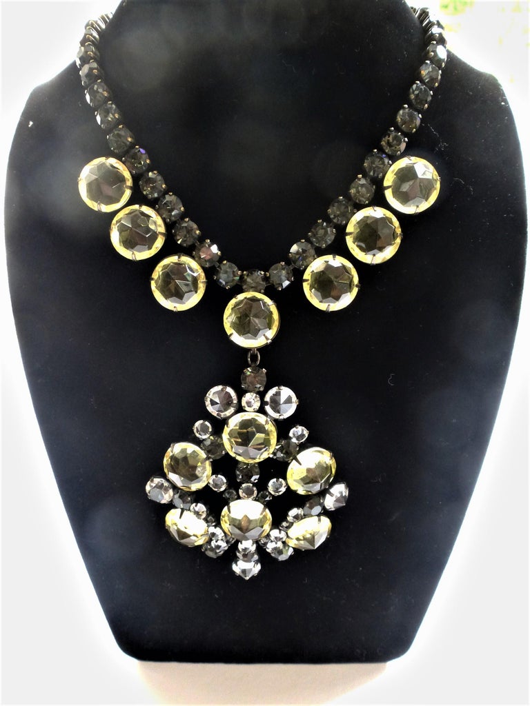 Vintage Schreiner NY Pendant necklace crystal 1960s at 1stDibs