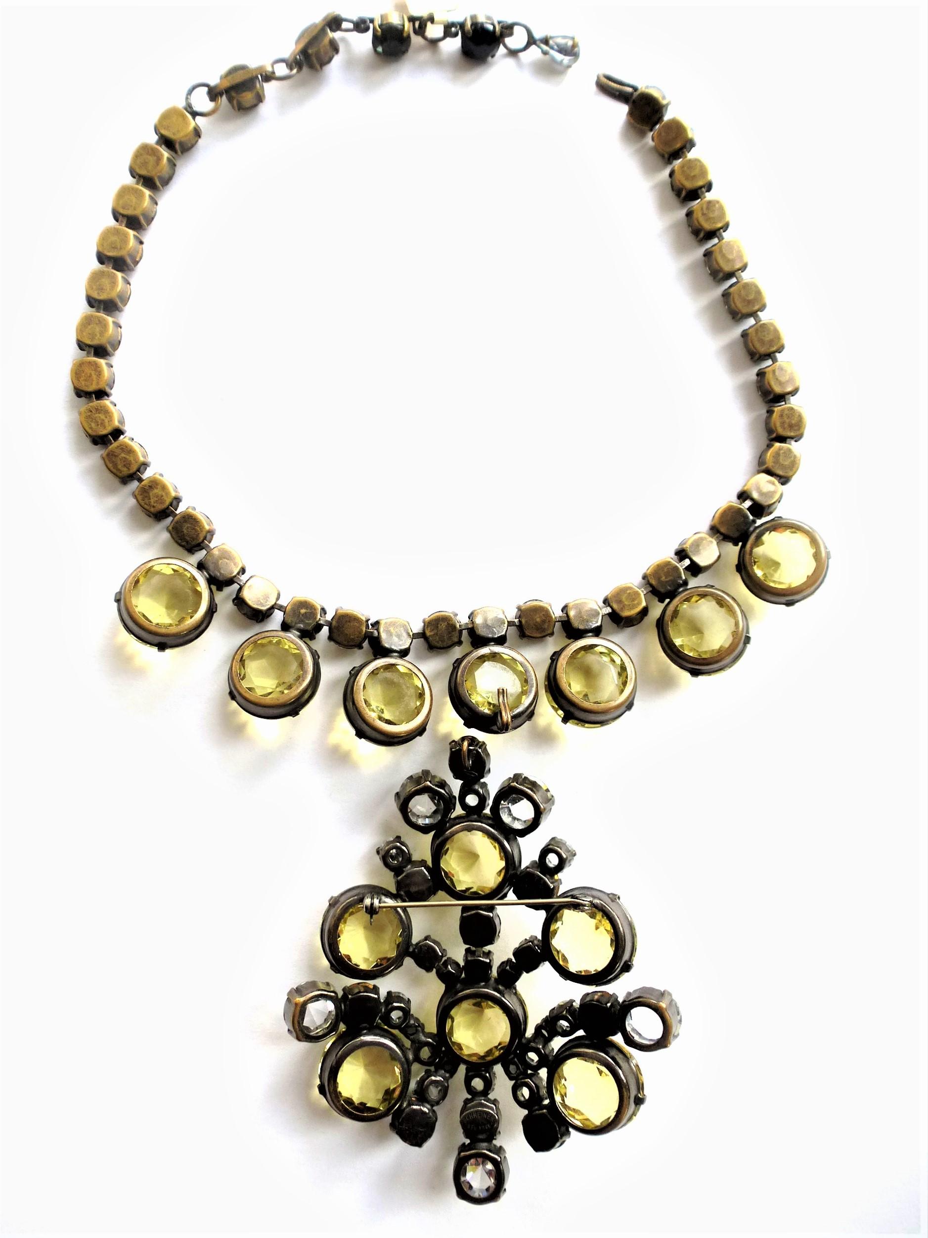 Modern Vintage Schreiner NY Pendant necklace crystal 1960s
