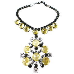 Vintage Schreiner NY Collier pendentif cristal 1960s