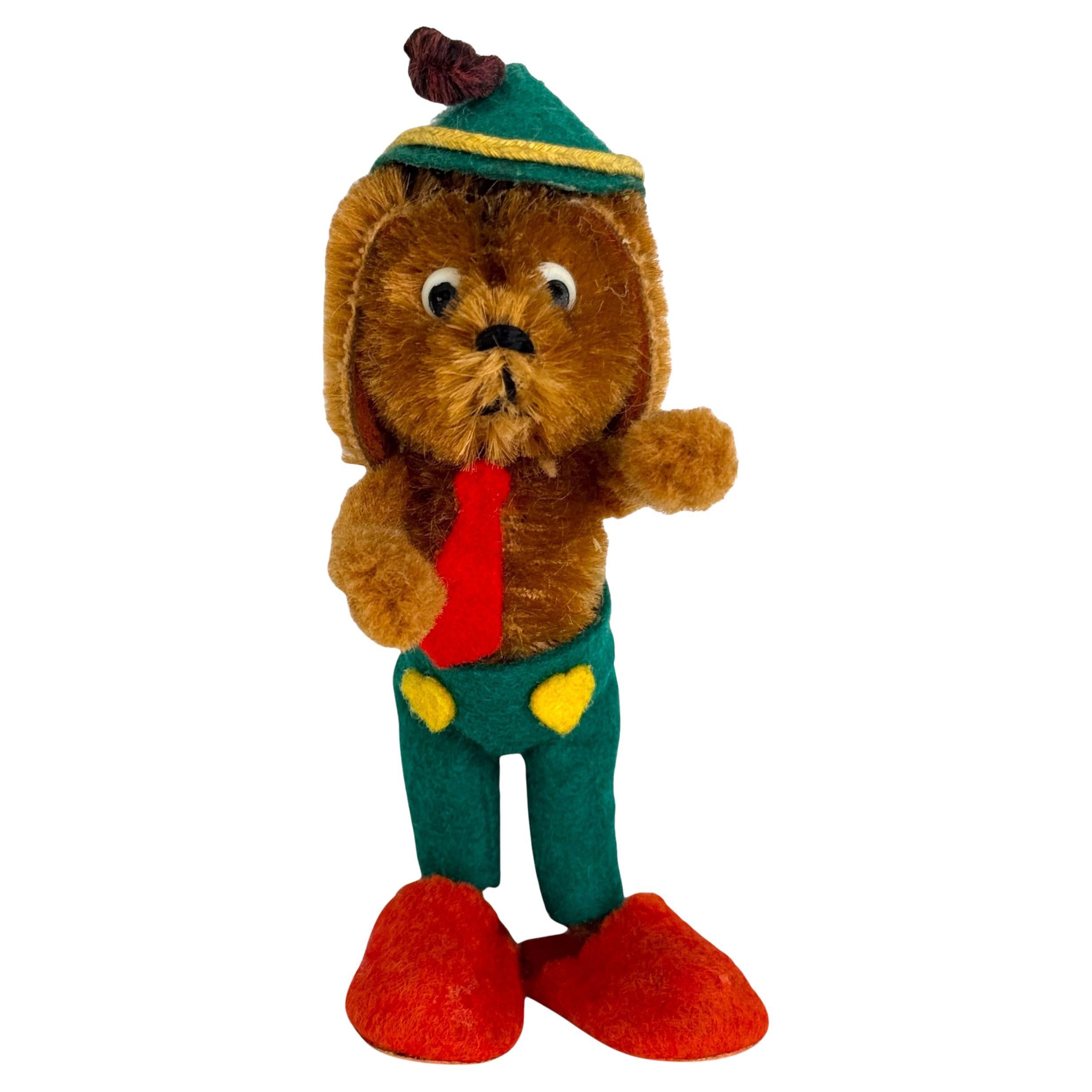 Vintage Schuco Miniature Mohair Dachshund Dog Toy Accessorio per bambole Germania