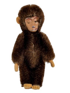 Vintage Schuco Miniature Mohair Monkey Metal Face Doll Toy Germany
