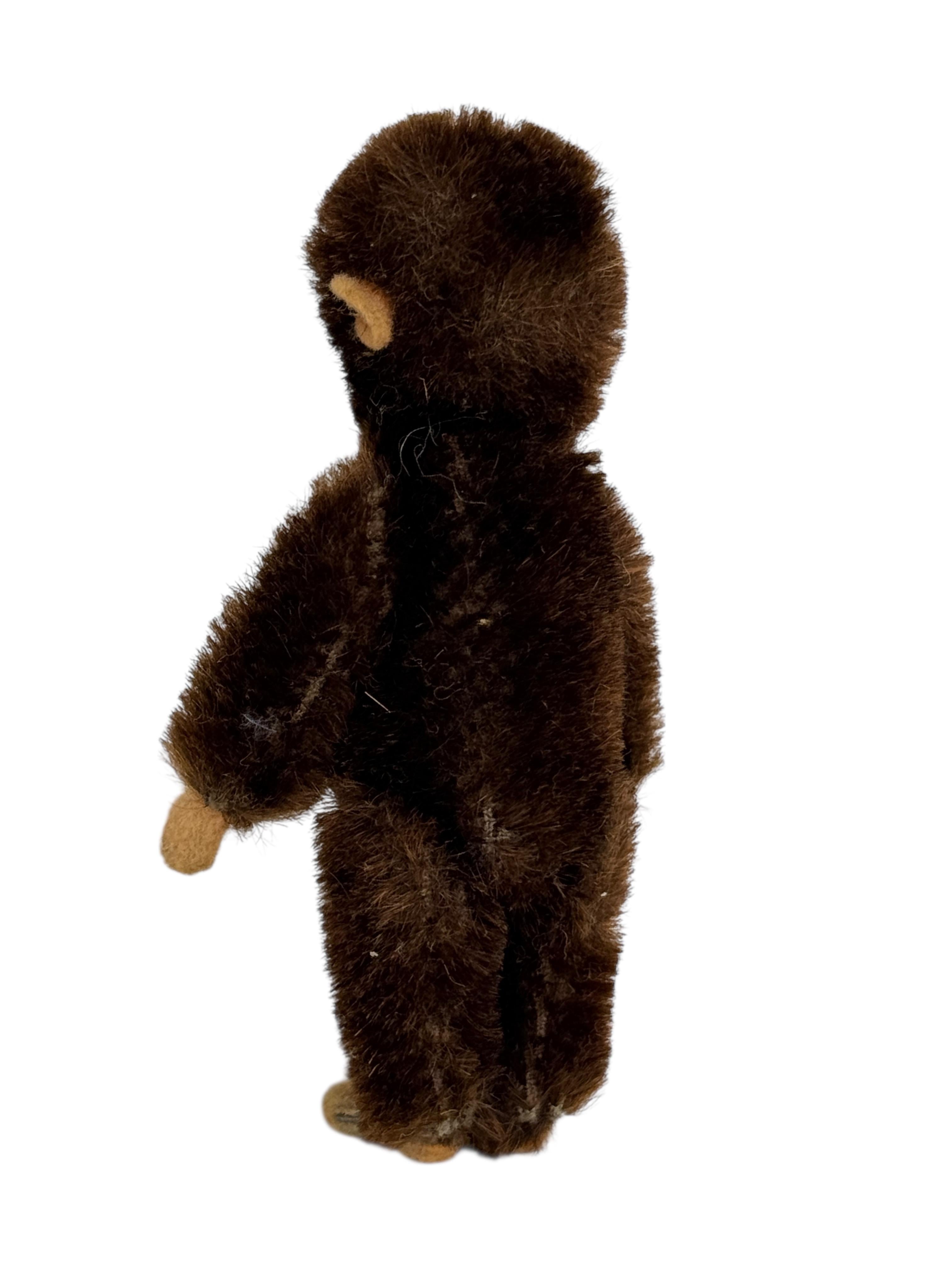 Tedesco Schuco Miniature Mohair Scimmia Giocattolo con Faccia di Metallo Germania in vendita