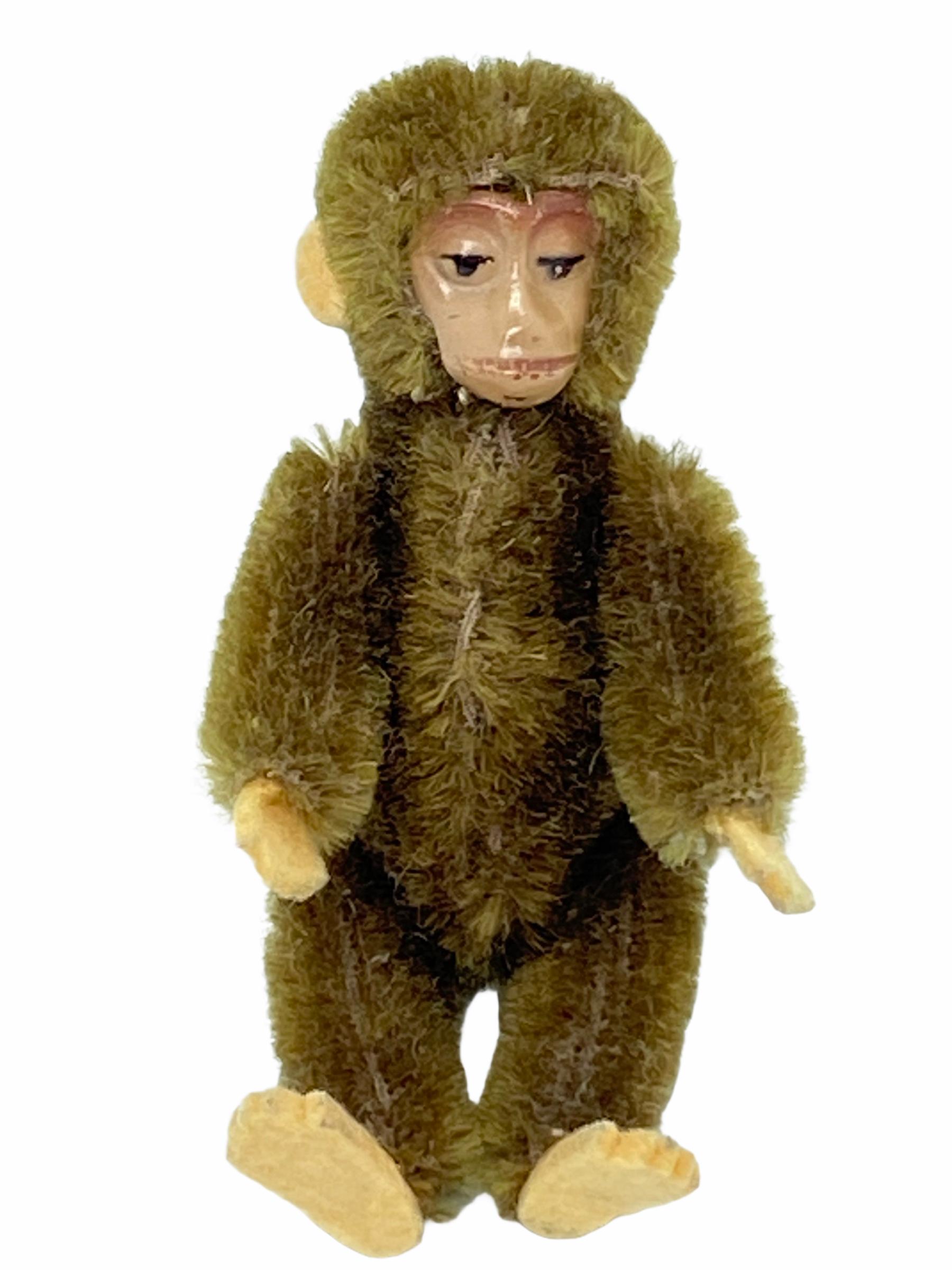 Vintage Schuco Miniature Mohair Monkey Metal Face Doll Toy Germany In Good Condition In Nuernberg, DE