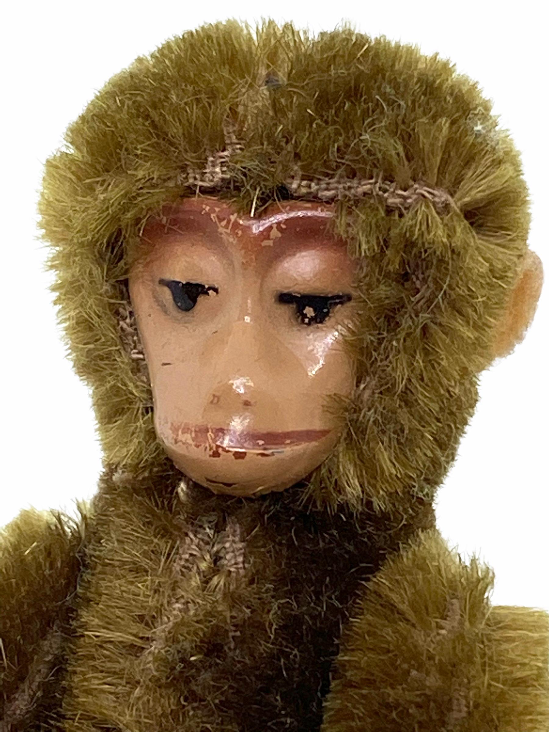 Vintage Schuco Miniature Mohair Monkey Metal Face Doll Toy Germany 1